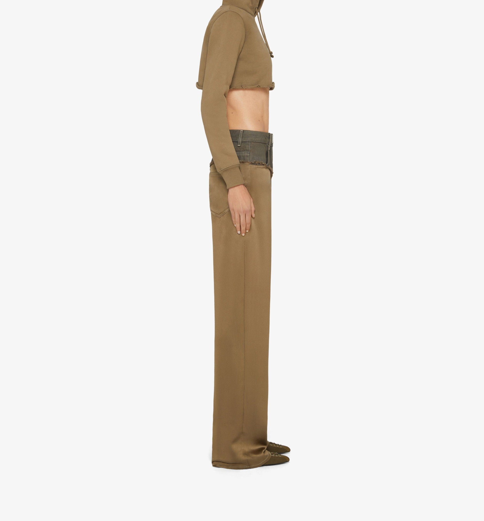 DENIM AND VISCOSE KHAKI WASH