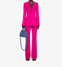 Pantalon de costume évasé en laine - Fuchsia