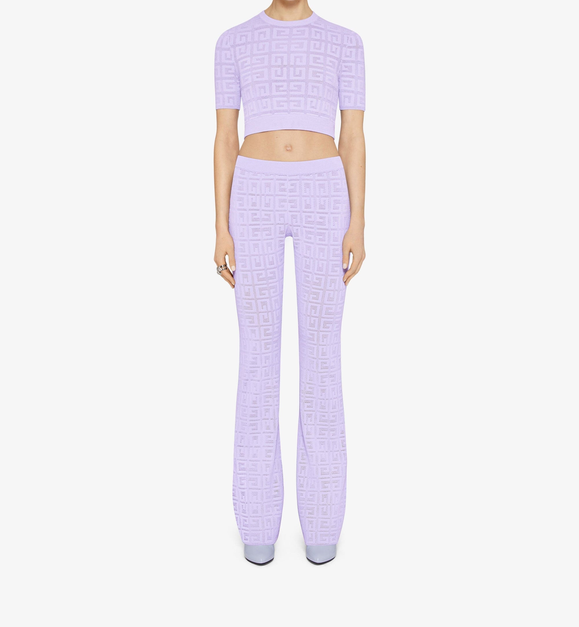 Pantalon évasé en jacquard 4G - Lavender
