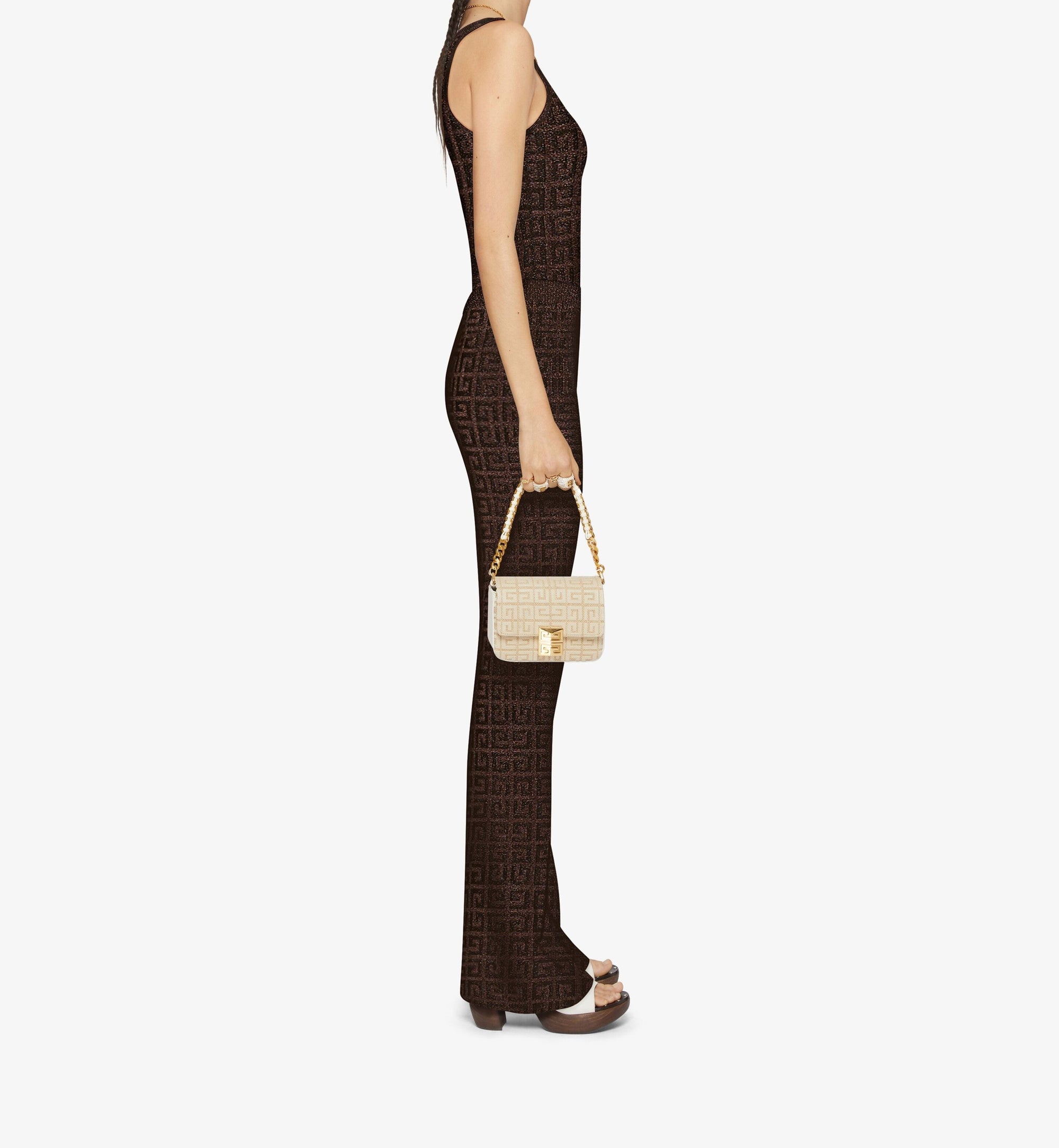 Pantalon évasé en jacquard 4G - Bronze