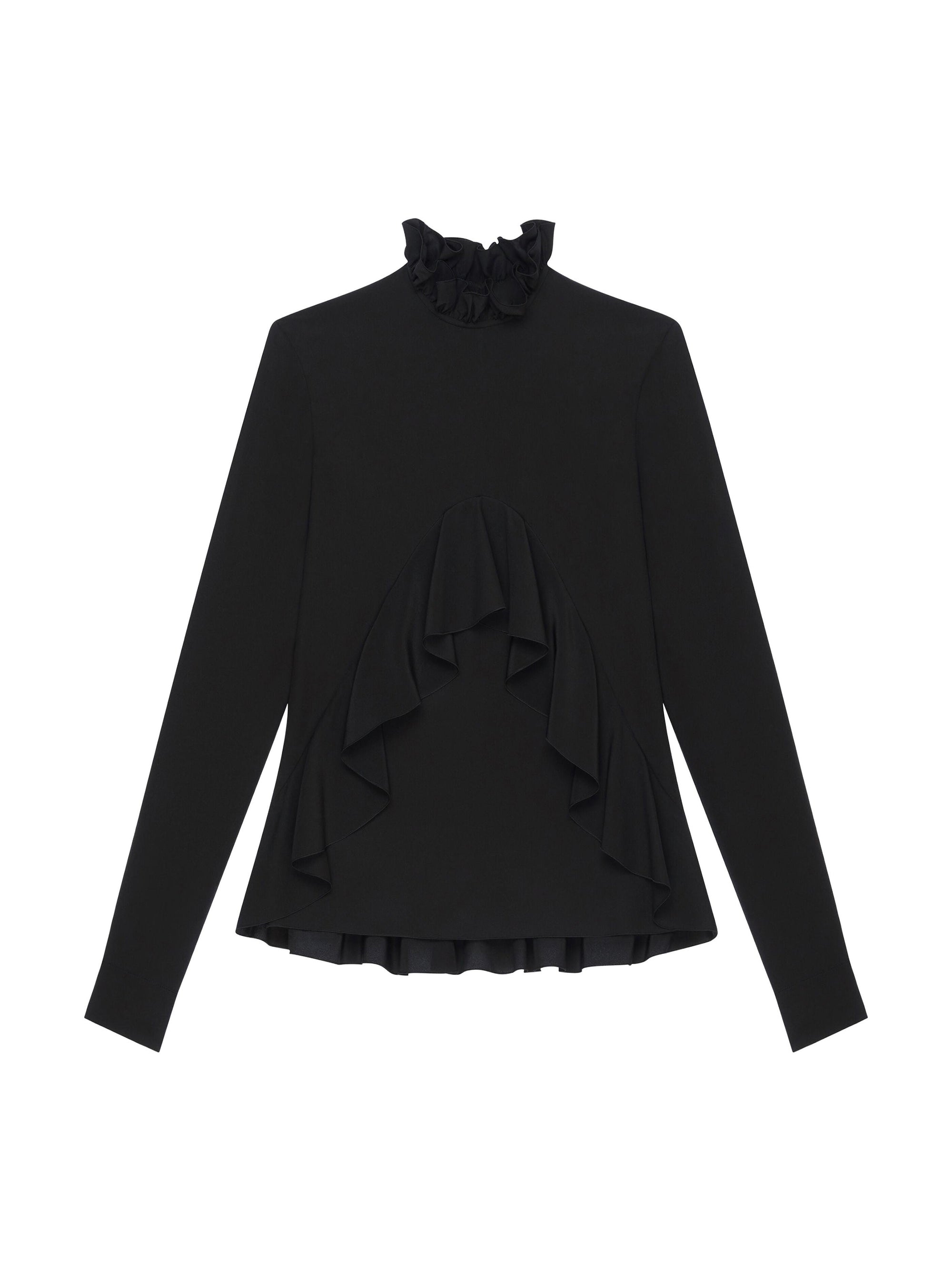 Blouse avec volants en soie - Black