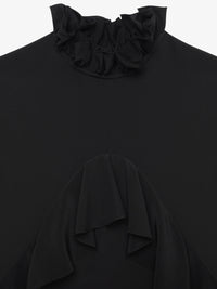 Blouse avec volants en soie - Black