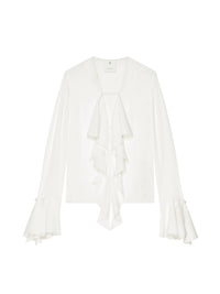 Blouse 4G avec volants en soie - White
