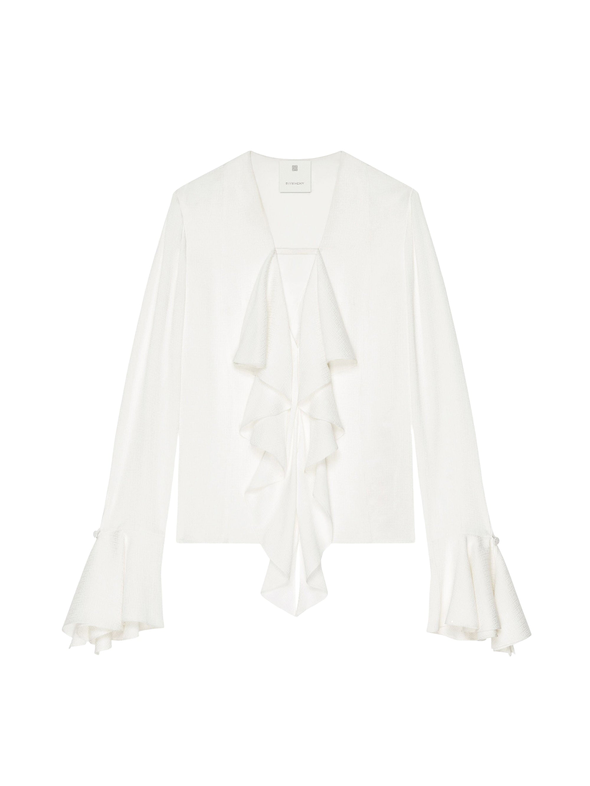 Blouse 4G avec volants en soie - White