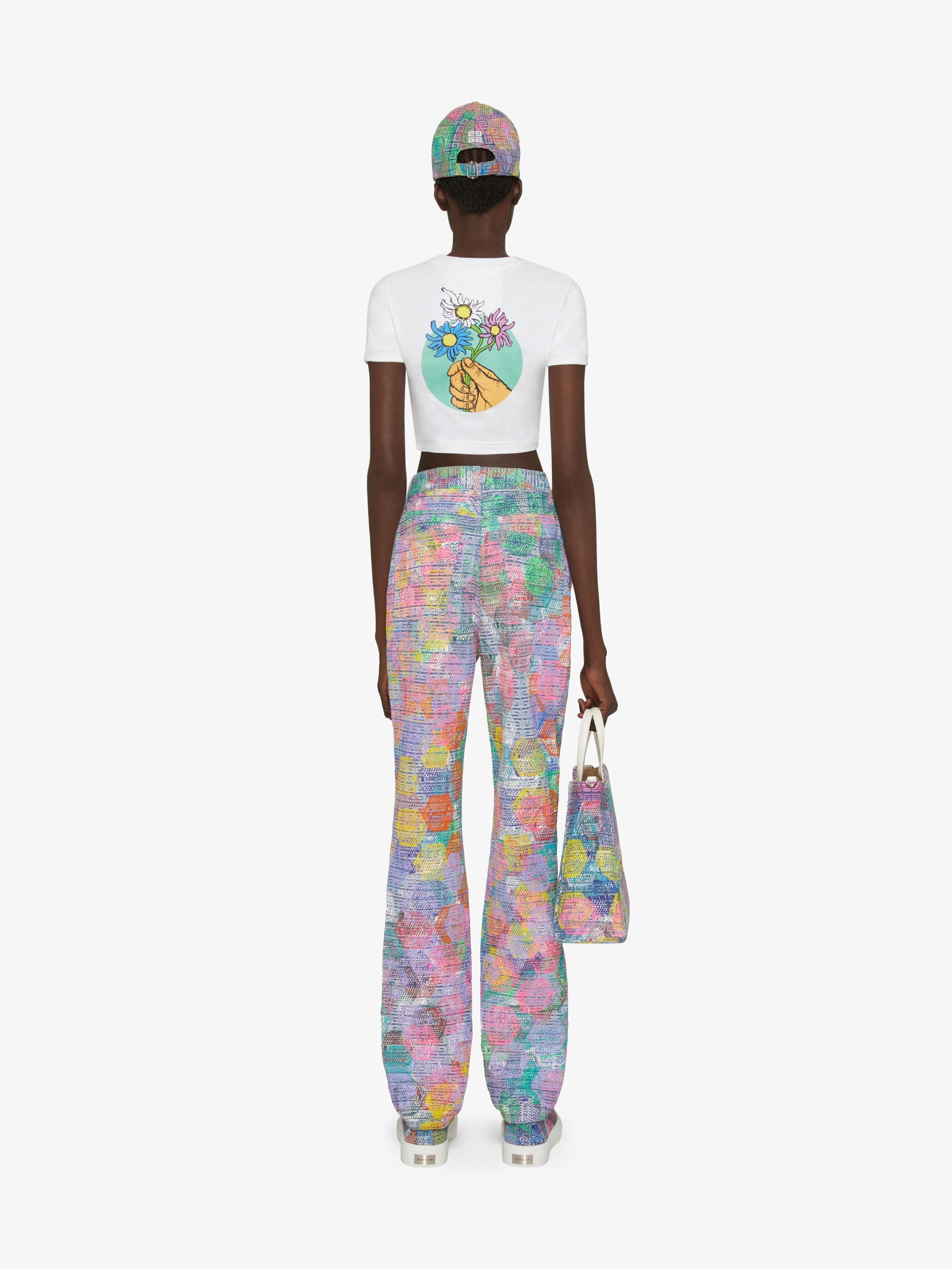 T-shirt cropped imprimé Global Peace - White