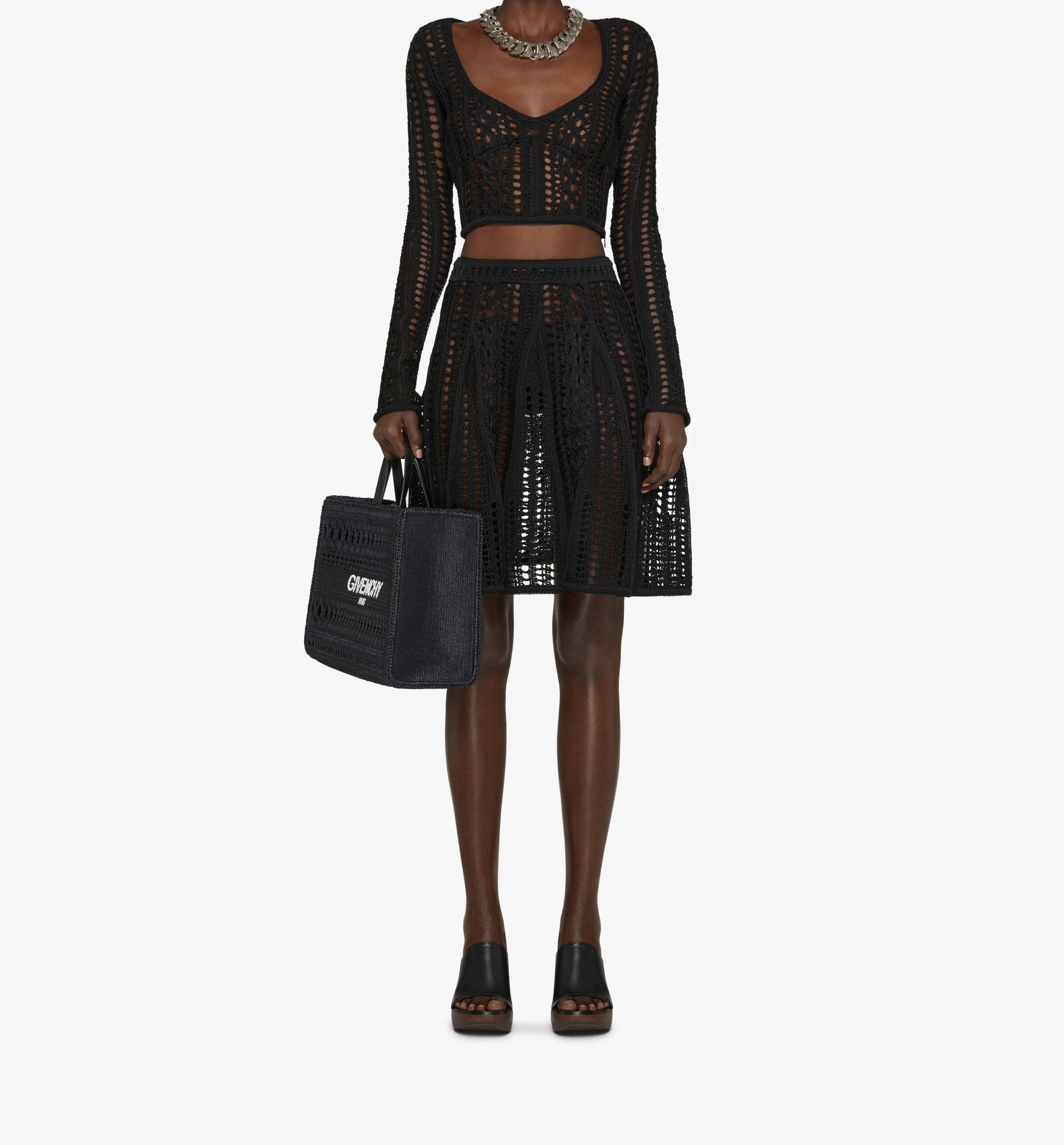 Pull crochet en lin - Black