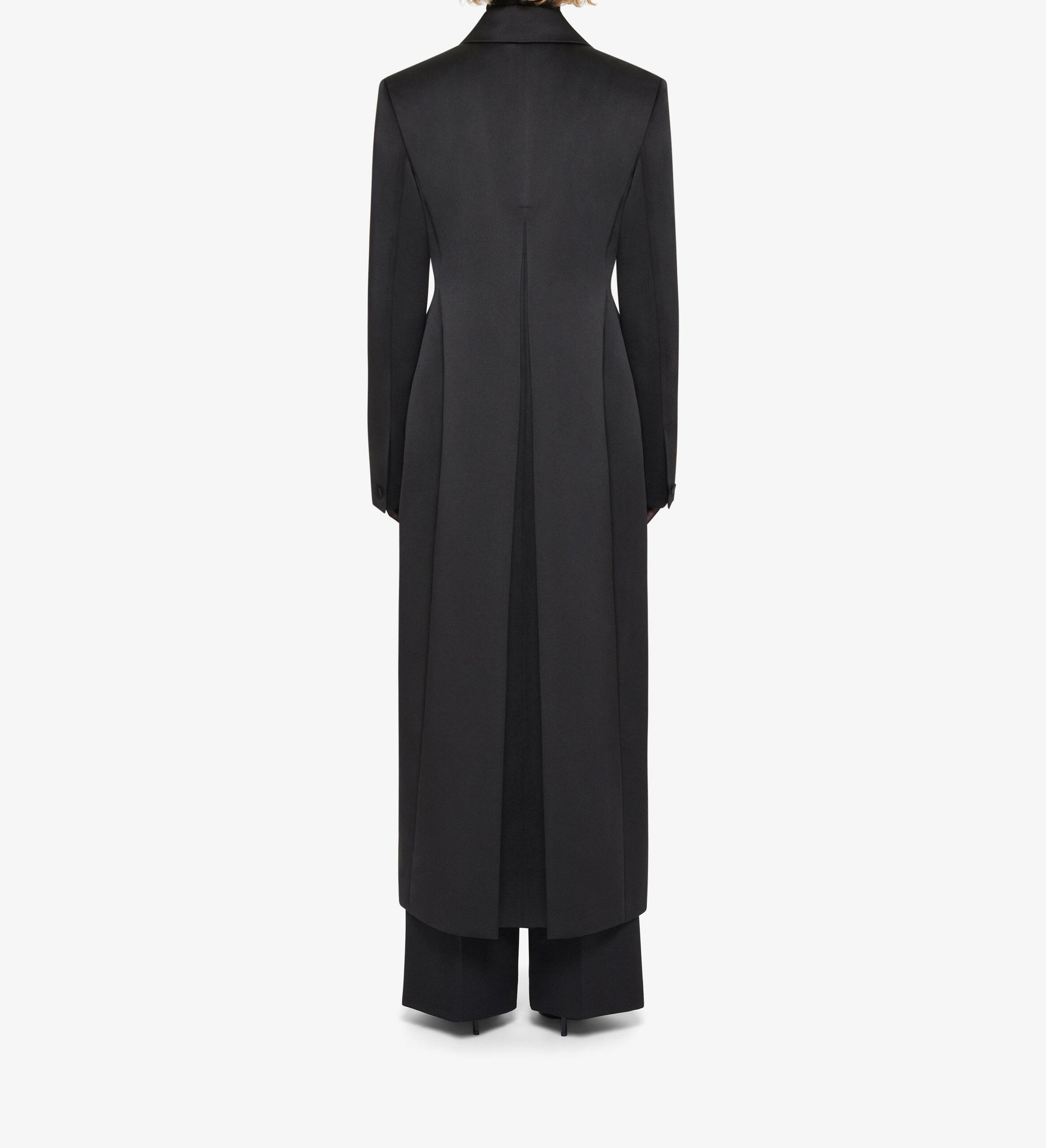 Manteau à boutons en satin - Black