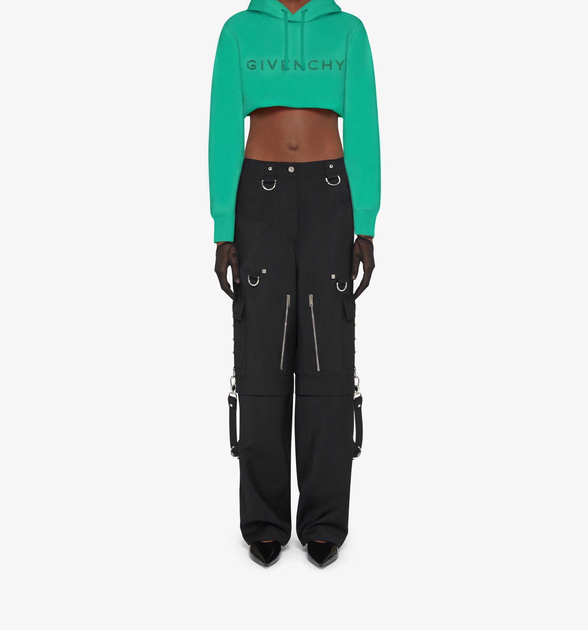Cropped sweatshirt with rhinestone Givenchy - Absynthe Green