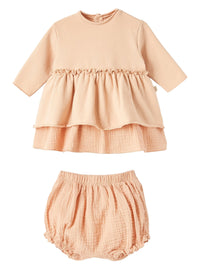 Completo due pezzi in jersey e garza rosa