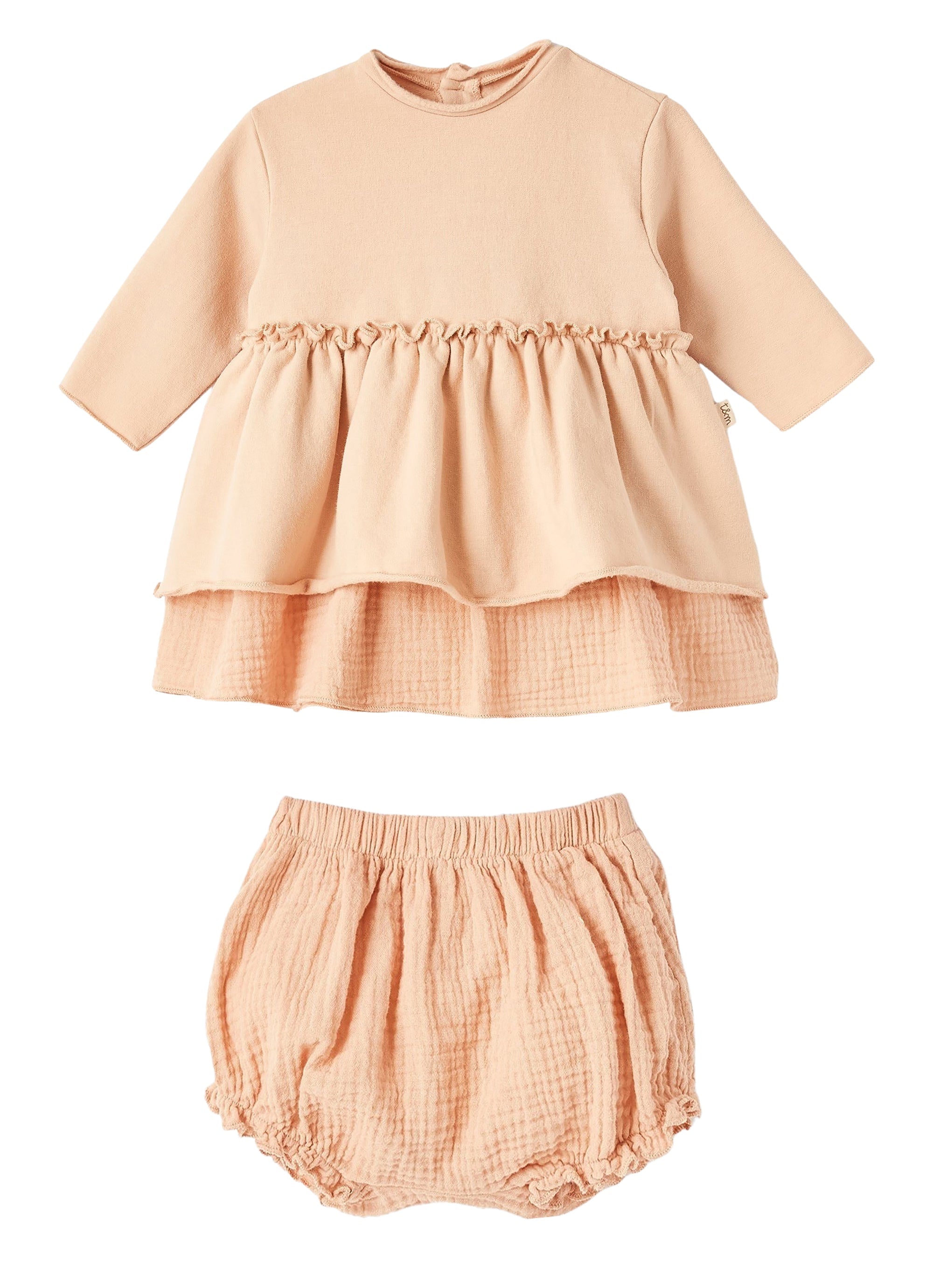 Completo due pezzi in jersey e garza rosa