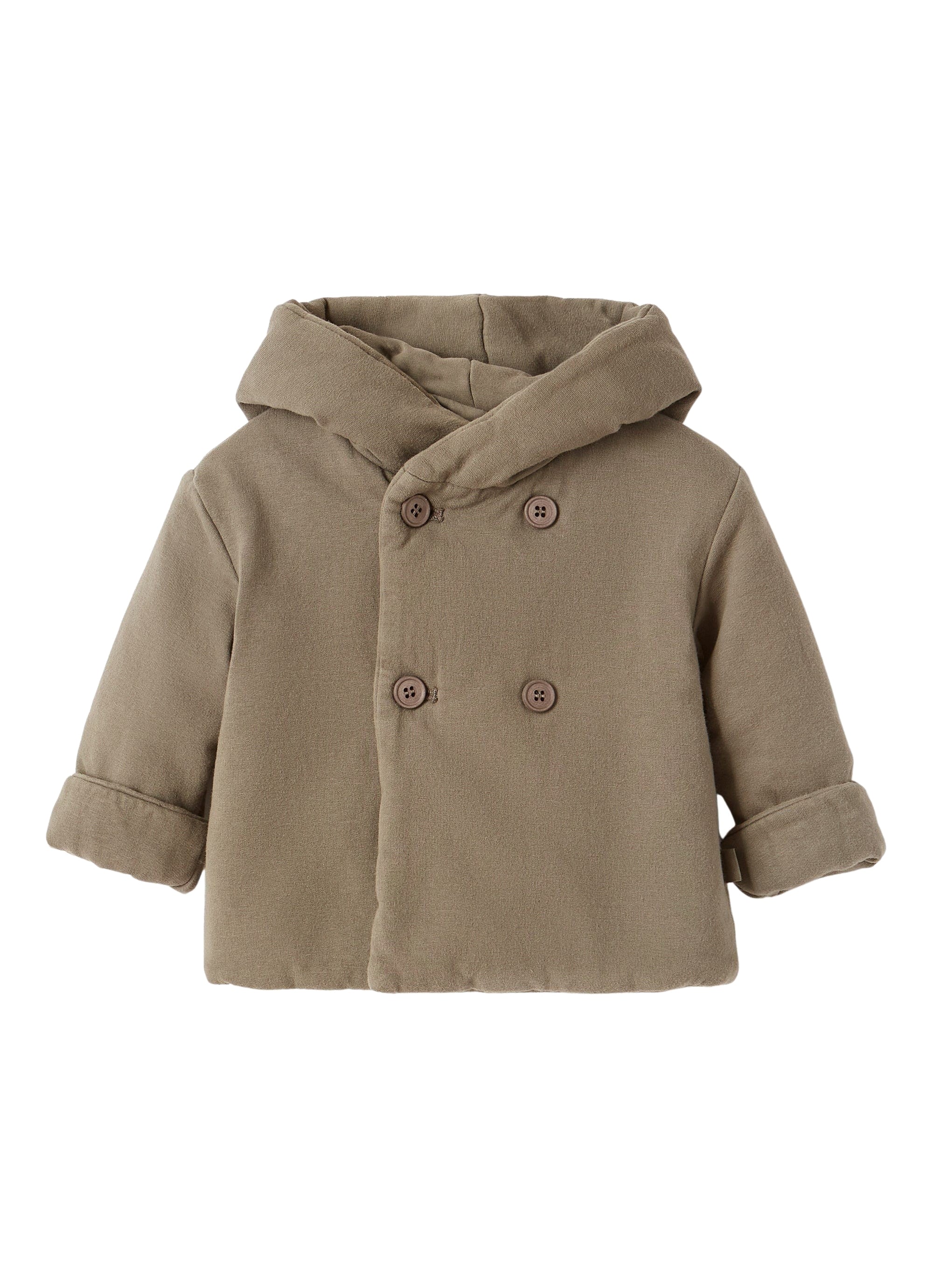 Manteau à capuche boutonné - Cacao