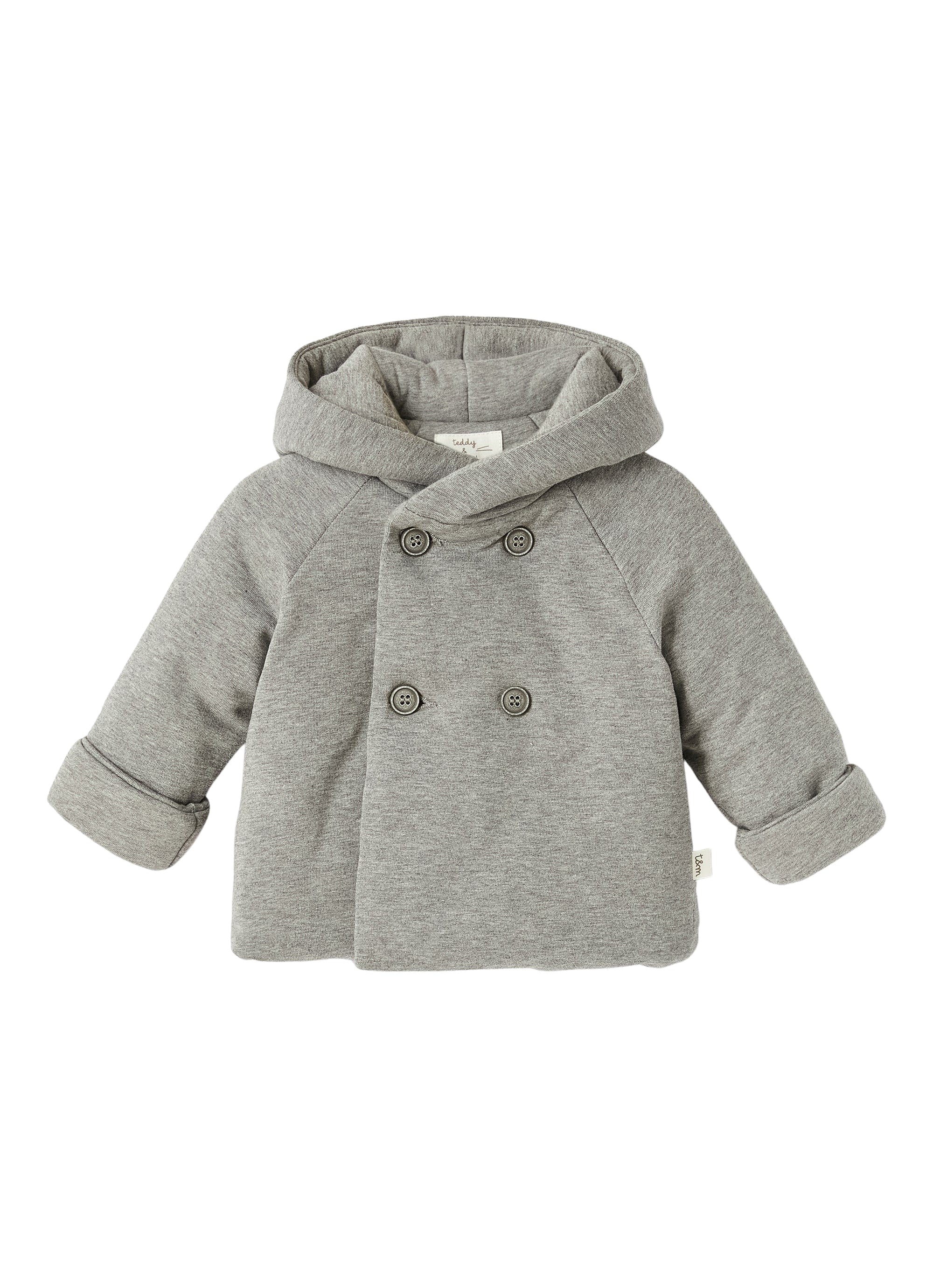 Buttoned hooded coat - Acciaio