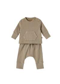Completo in cotone a costine marrone