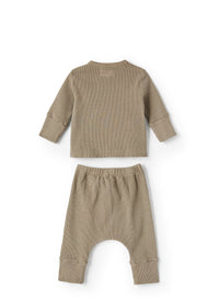 Completo in cotone a costine marrone