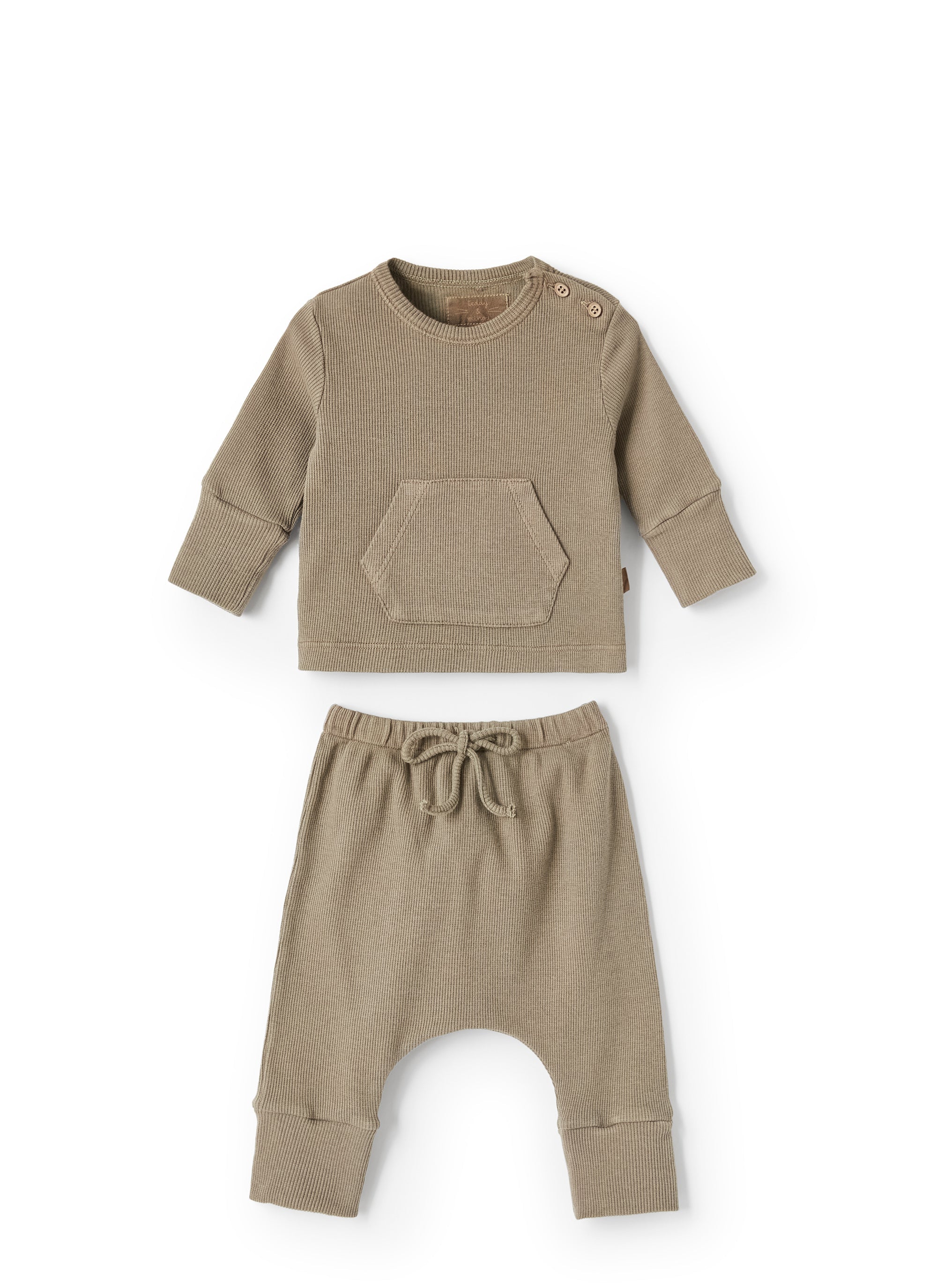 Completo in cotone a costine marrone