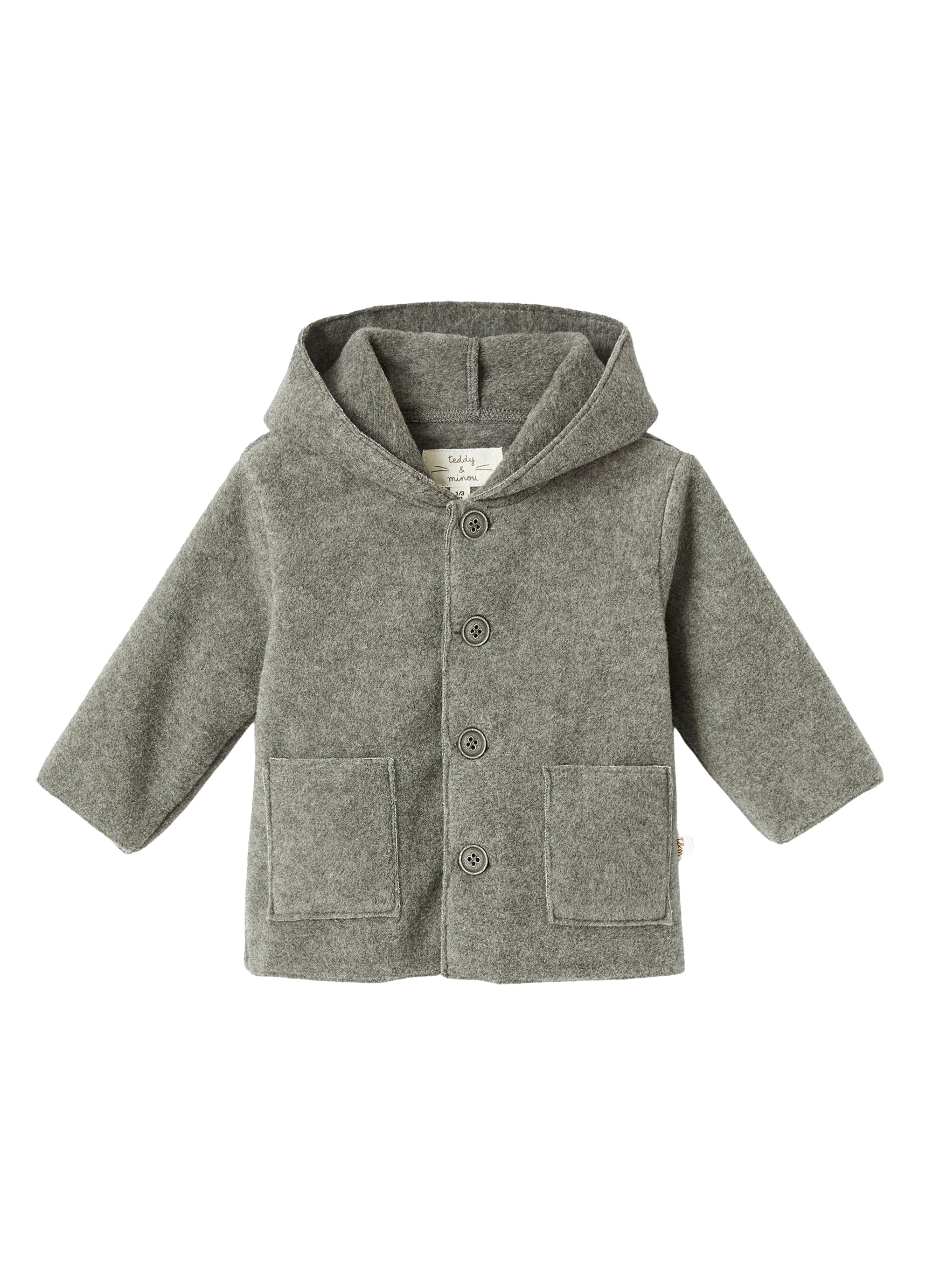 Giacca con cappuccio in pile grigio
