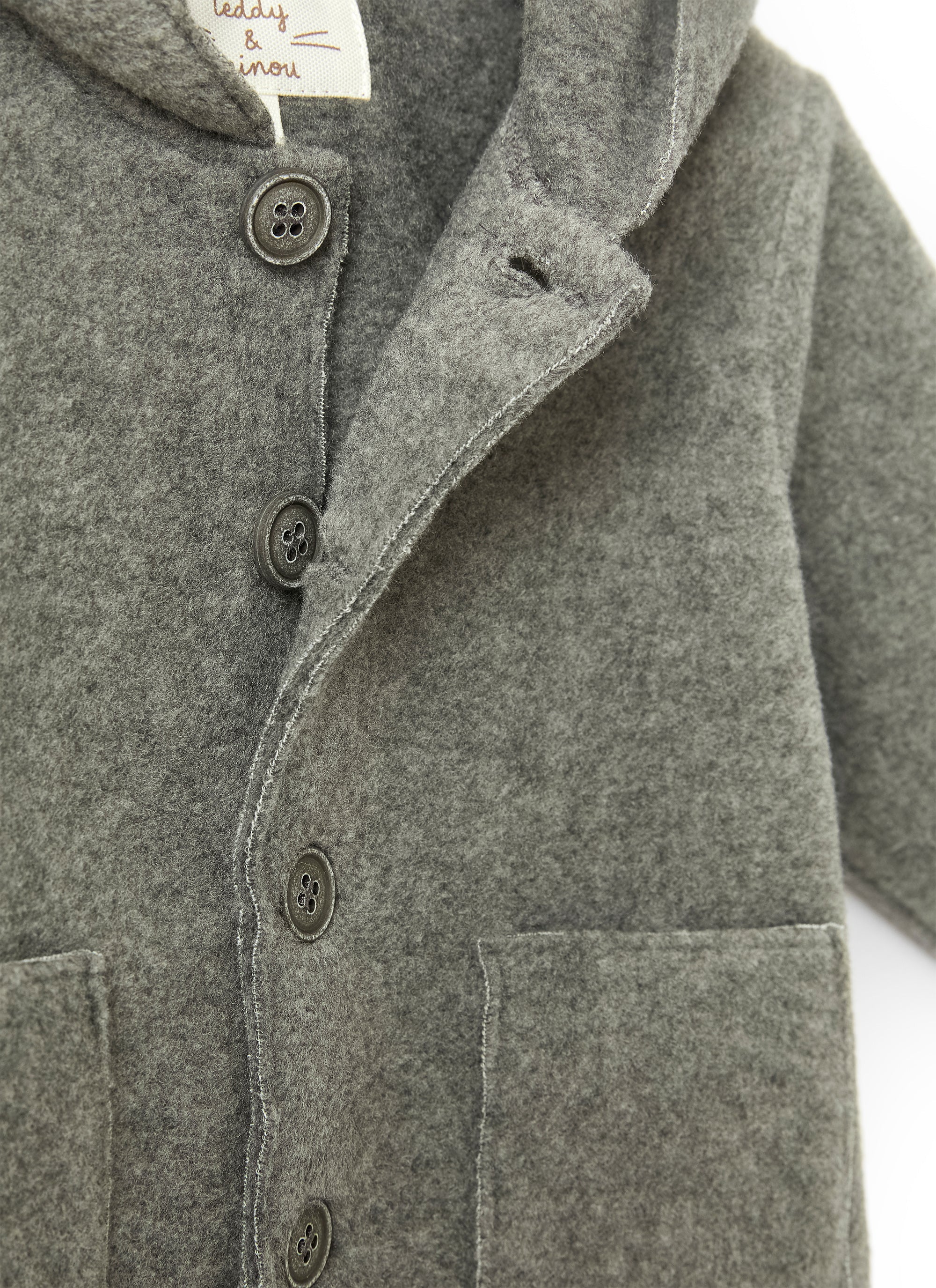 Giacca con cappuccio in pile grigio