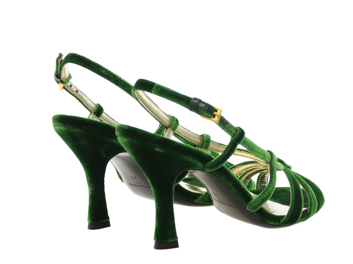 2qty NEW  / Sandales Yseu 85 en cuir - Verde Smeraldo