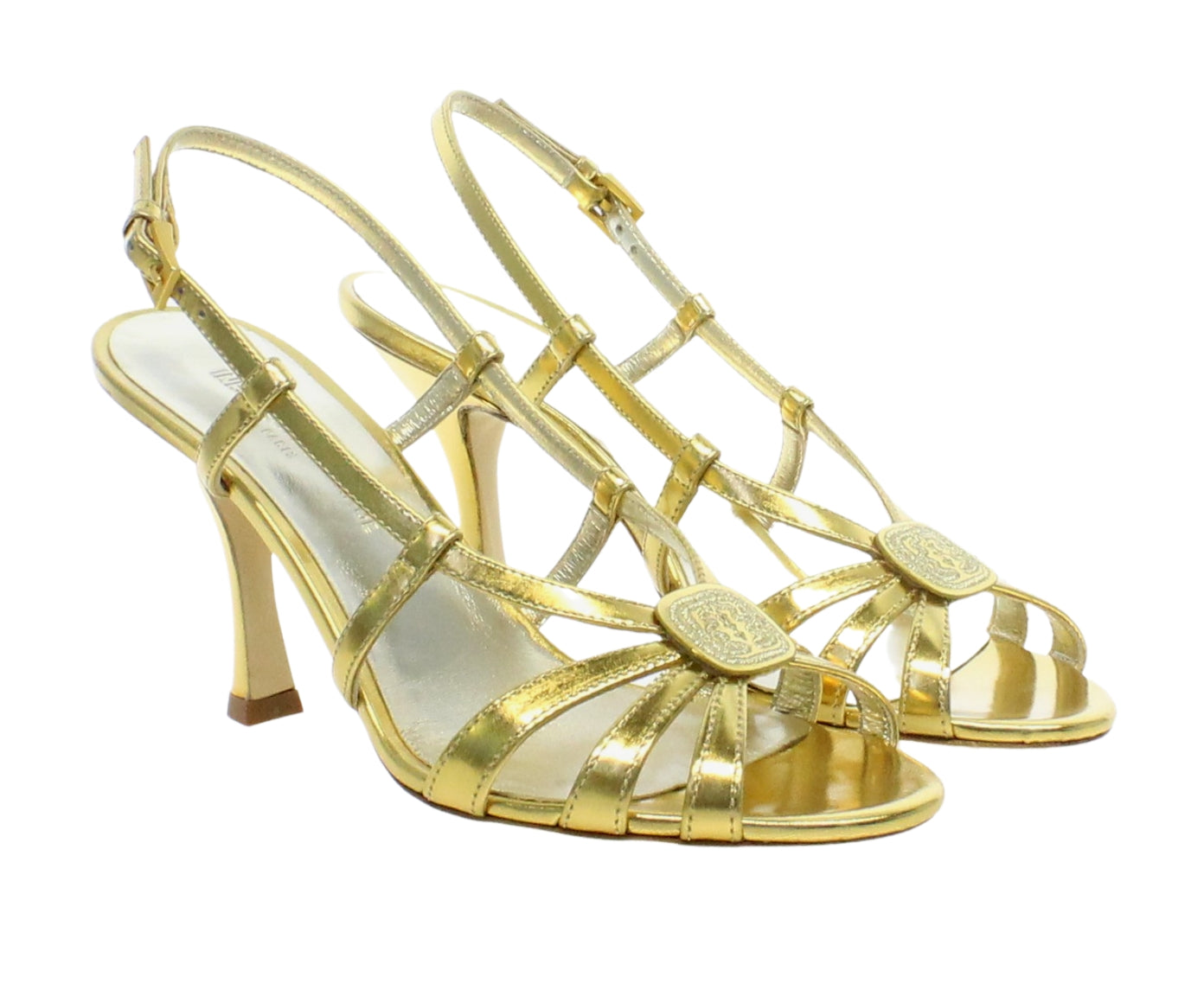 2qty NEW  / Sandales Yseu 85 en cuir - Oro