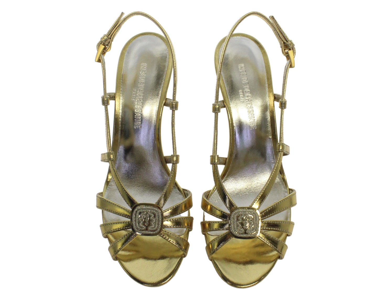 2qty NEW  / Sandales Yseu 85 en cuir - Oro