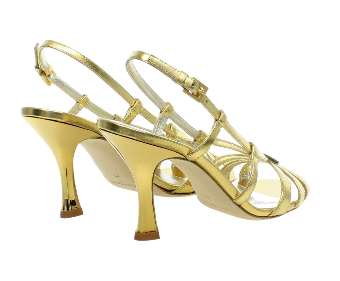 2qty NEW  / Sandales Yseu 85 en cuir - Oro