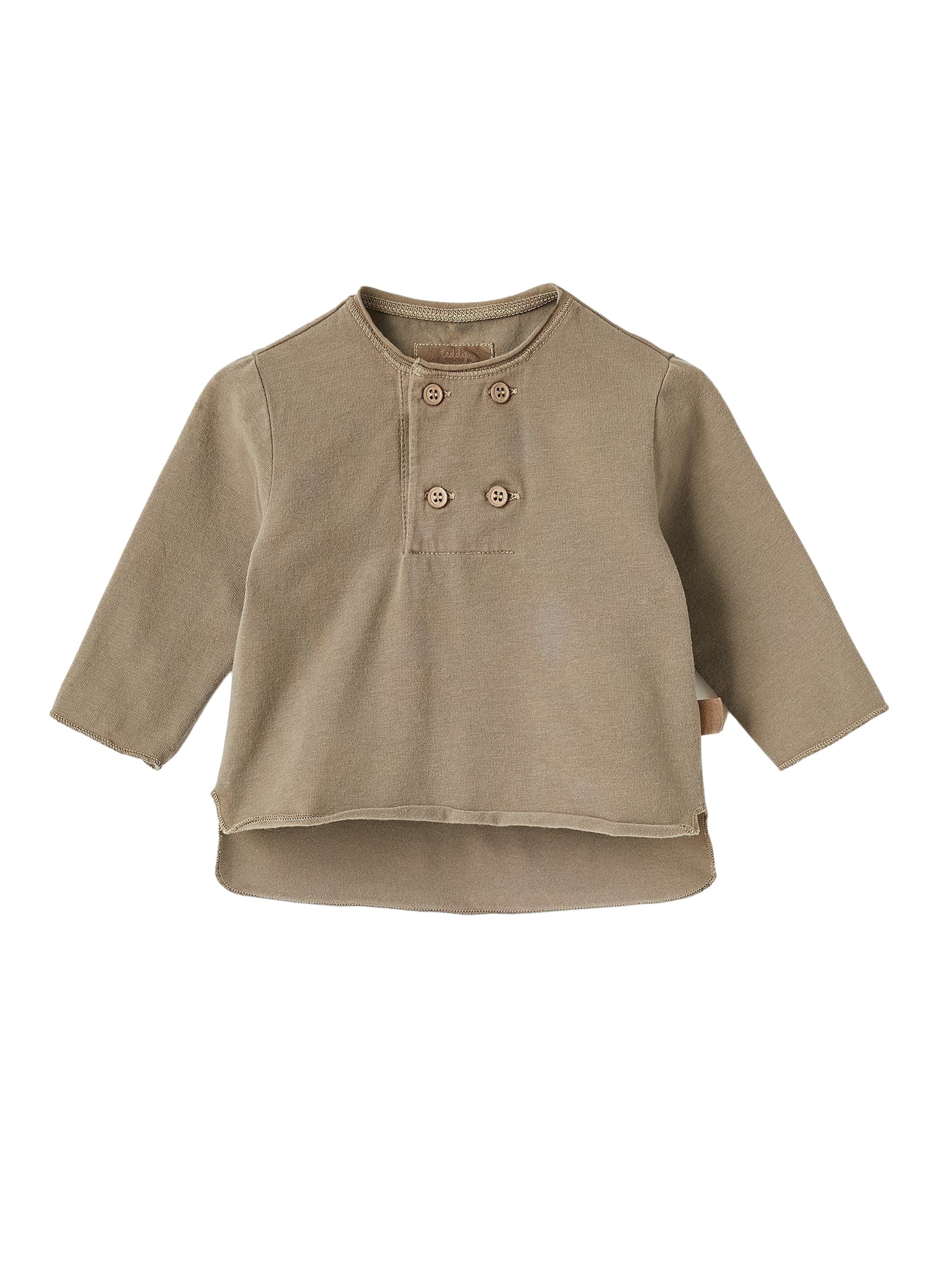 Long-sleeved button-down T-shirt - Cocoa