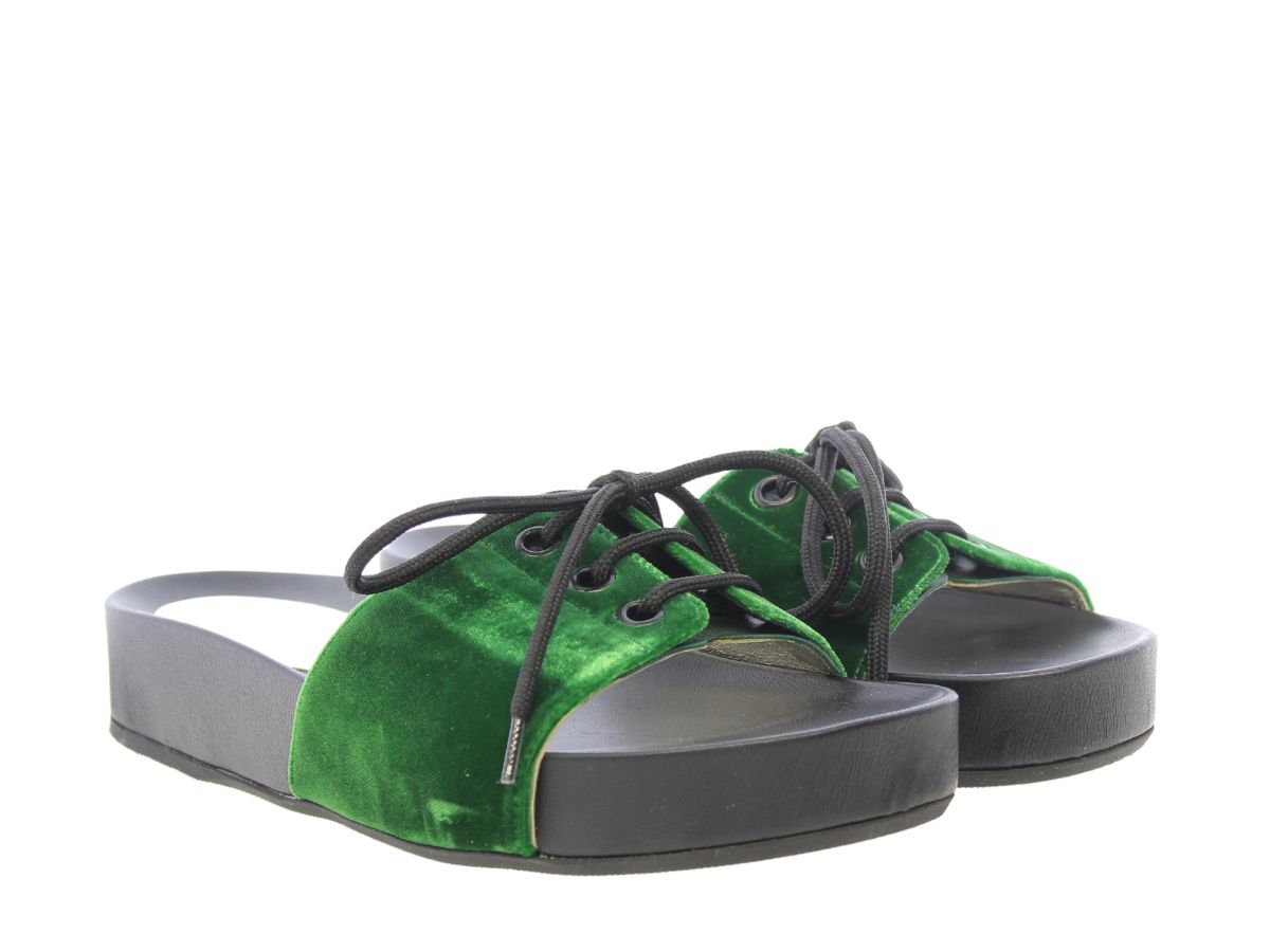 5qty NEW  / Mules Jeanne en cuir - Verde Smeraldo