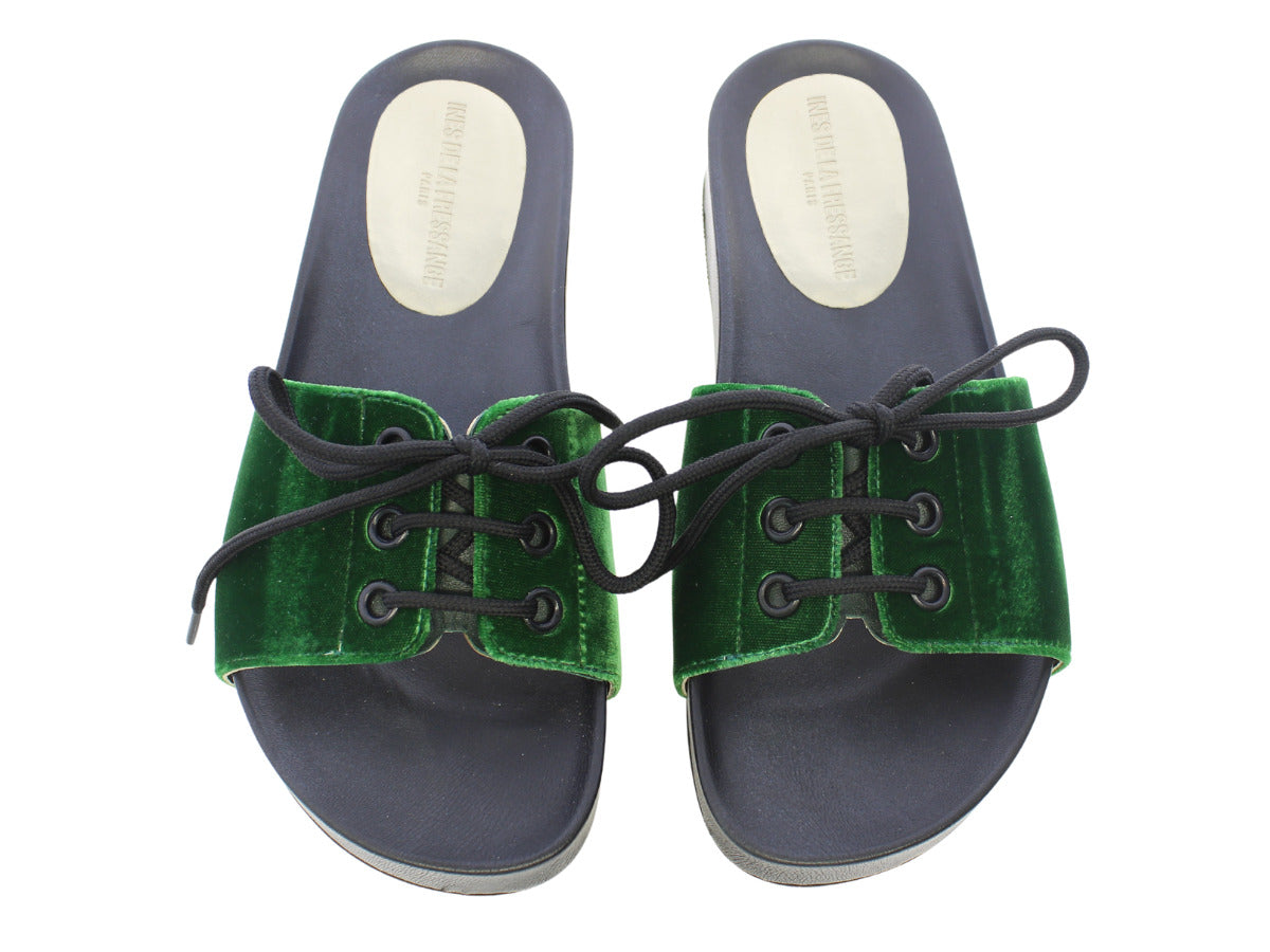 5qty NEW  / Mules Jeanne en cuir - Verde Smeraldo