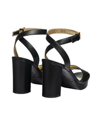 4qty NEW  / Sandales Laura compensée 65 en cuir - Black
