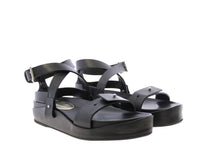 4qty NEW  / Sandales compensée 65 en cuir - Nero