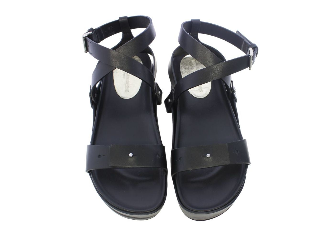 4qty NEW  / Sandales compensée 65 en cuir - Nero