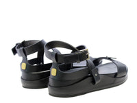 4qty NEW  / Sandales compensée 65 en cuir - Nero