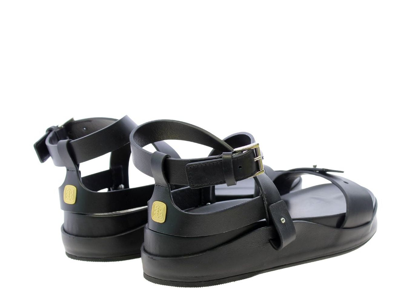 4qty NEW  / Sandales compensée 65 en cuir - Nero