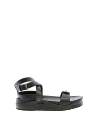 4qty NEW  / Sandales compensée 65 en cuir - Nero