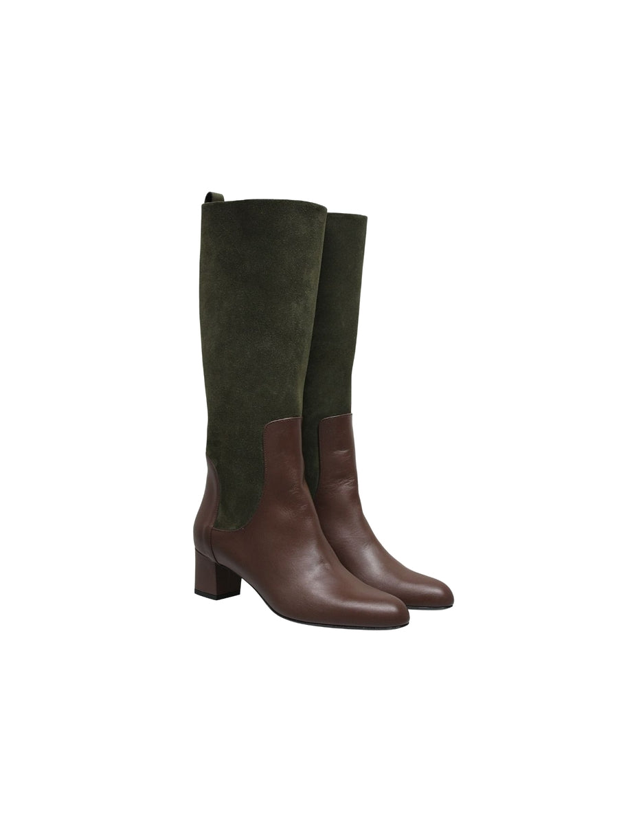 3qty NEW  / Bottines hautes Amanda 50 en cuir -  Verde & Cioccolat