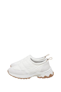 Baskets slip-on matelassées à semelle crantée - Ivoire & Blanc