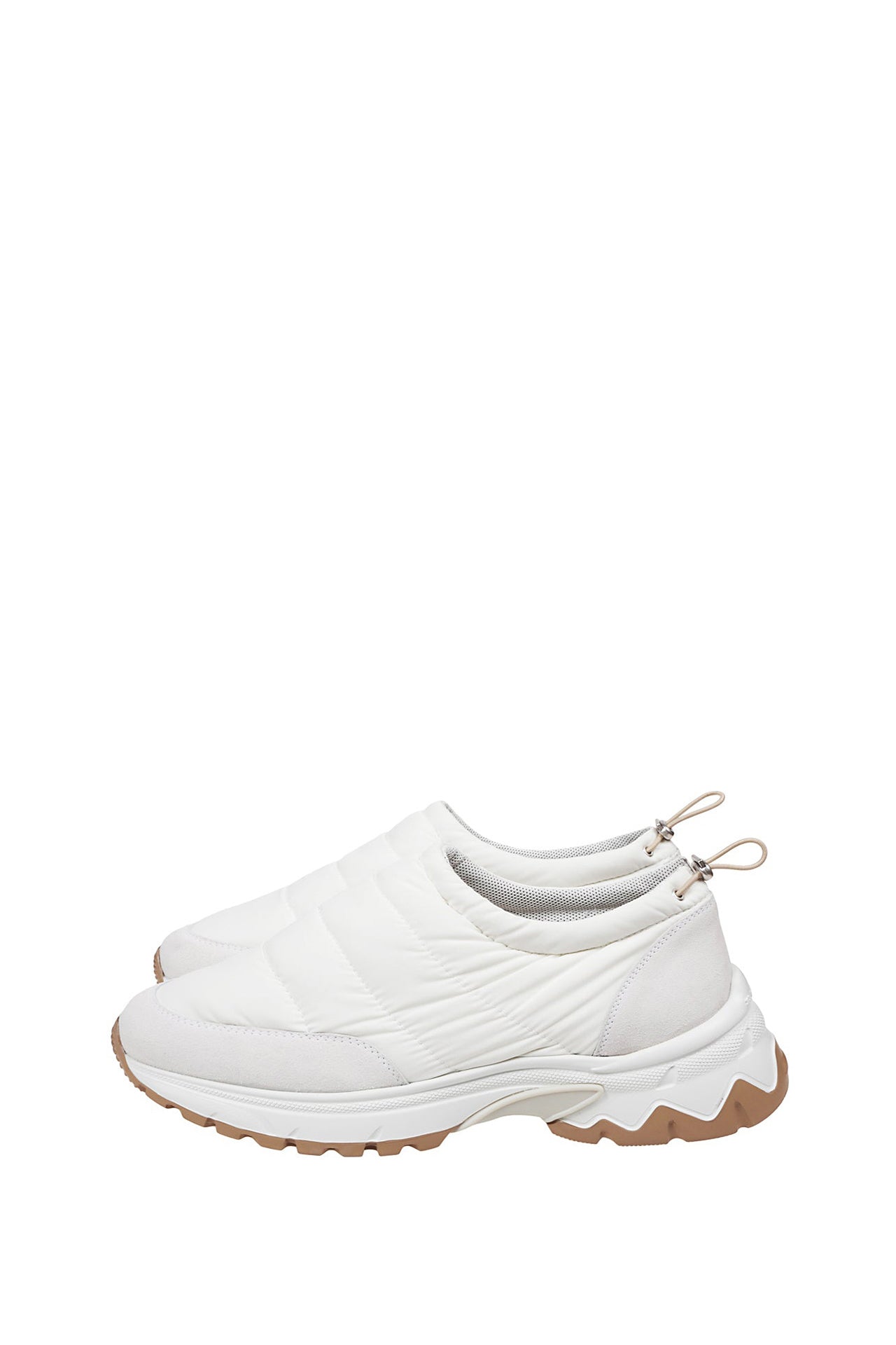 Baskets slip-on matelassées à semelle crantée - Ivoire & Blanc
