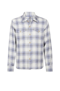 Chemise à col classique - Ivoire & Bleu