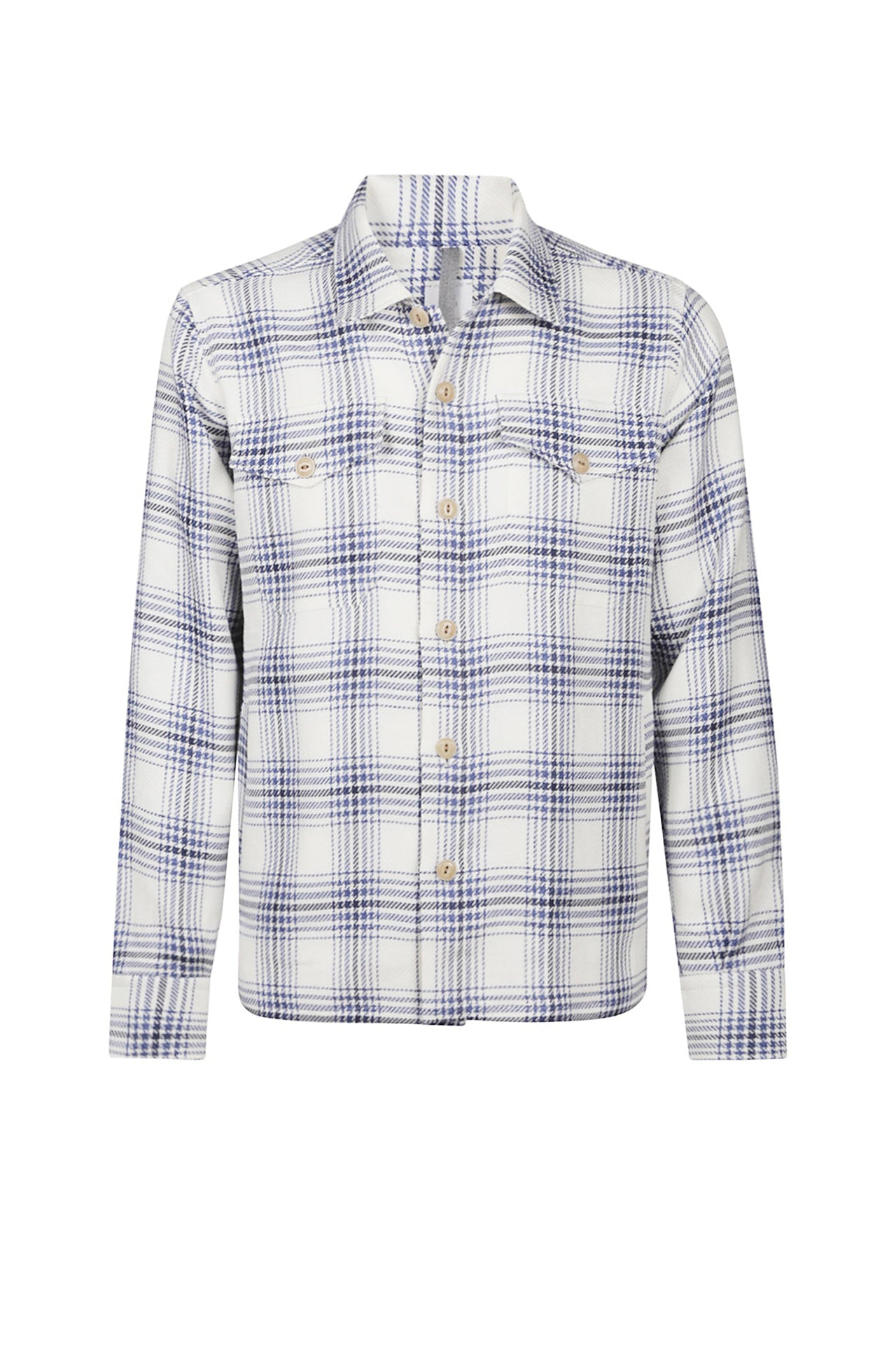 Chemise à col classique - Ivoire & Bleu