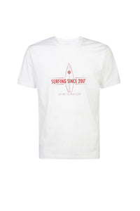 T-shirt à col rond avec l'écriture - Blanc & Rouge