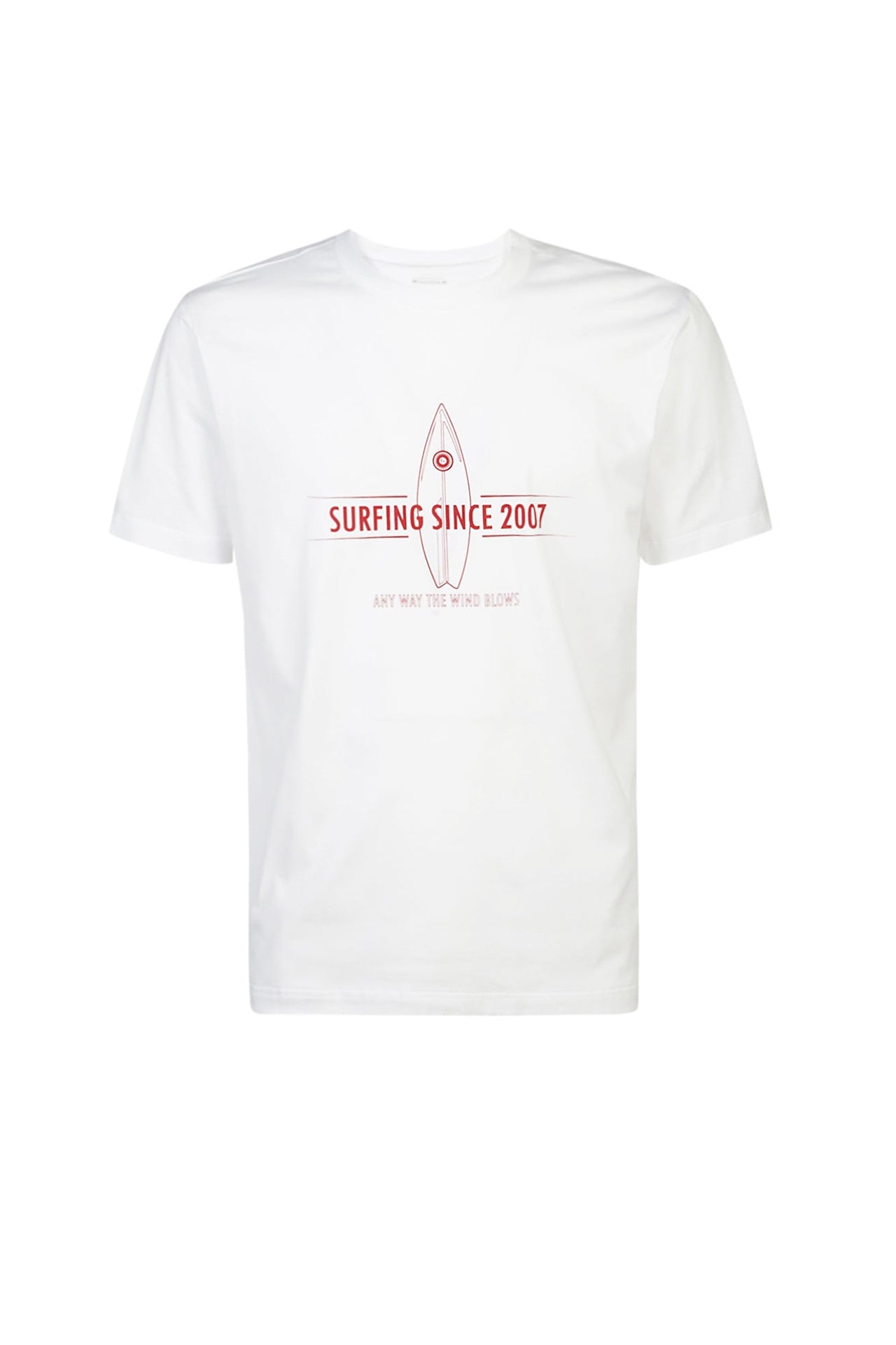 T-shirt à col rond avec l'écriture - Blanc & Rouge