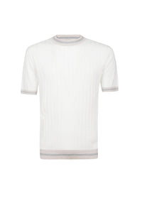 Pull sans manches à col rond - Terre cuite, Gris clair & Blanc