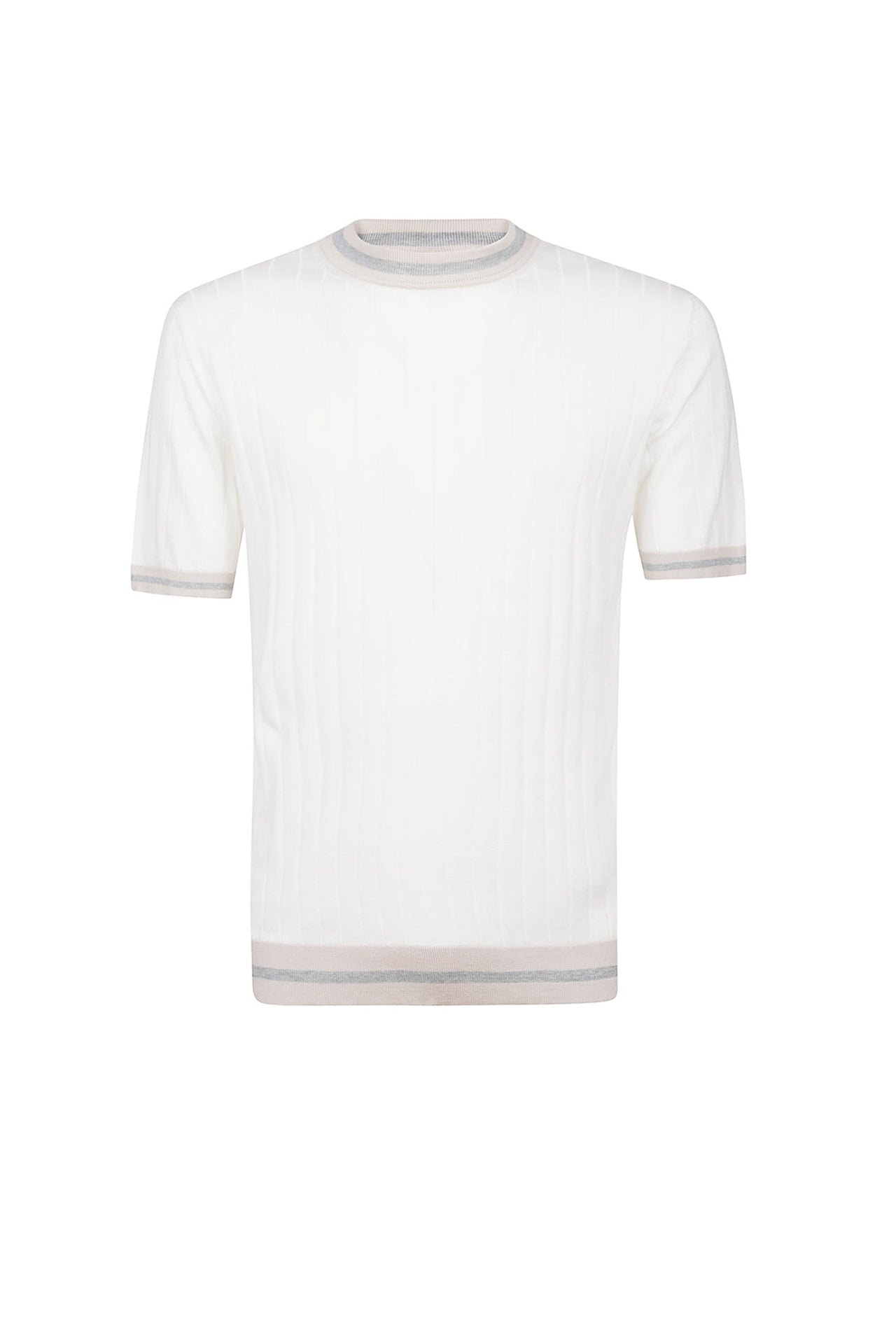 Pull sans manches à col rond - Terre cuite, Gris clair & Blanc