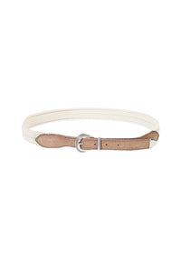 Ceinture à boucle argentée en cuir - Sable & Tortora
