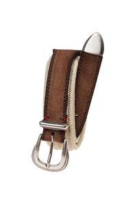 Ceinture à boucle en cuir - Marron & Tortora