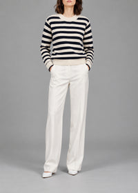 Striped crew-neck jumper - Navy