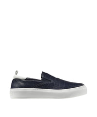 Sneakers Ian slip-on en cuir embossé croco - Dark Navy