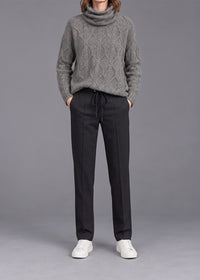 Pantalon fluide à cordon de serrage - Noir