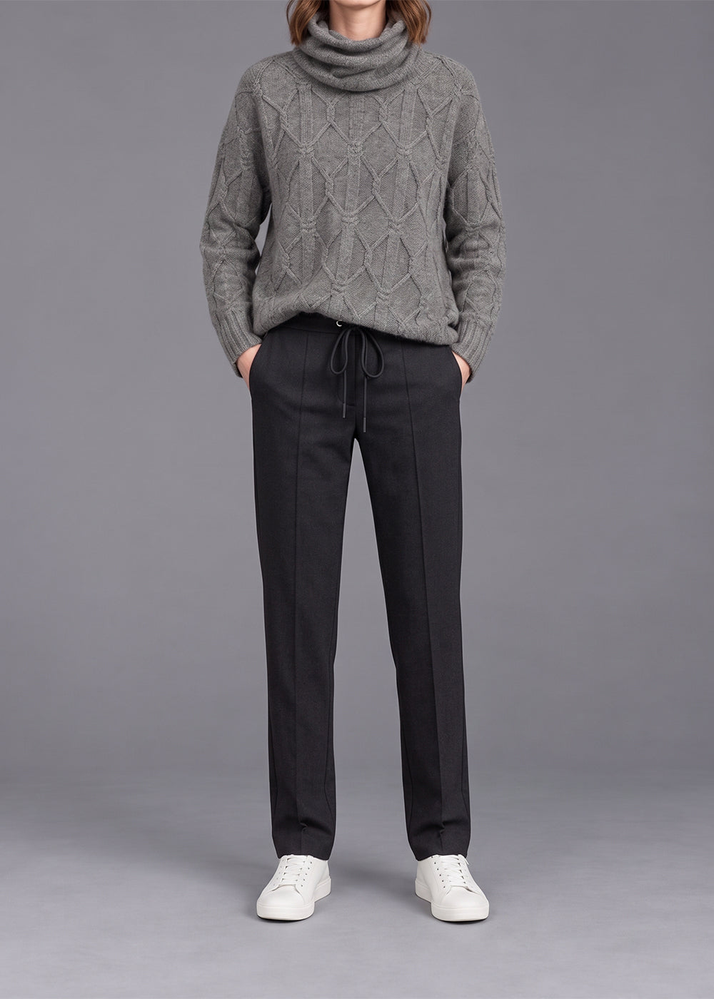 Pantalon fluide à cordon de serrage - Noir