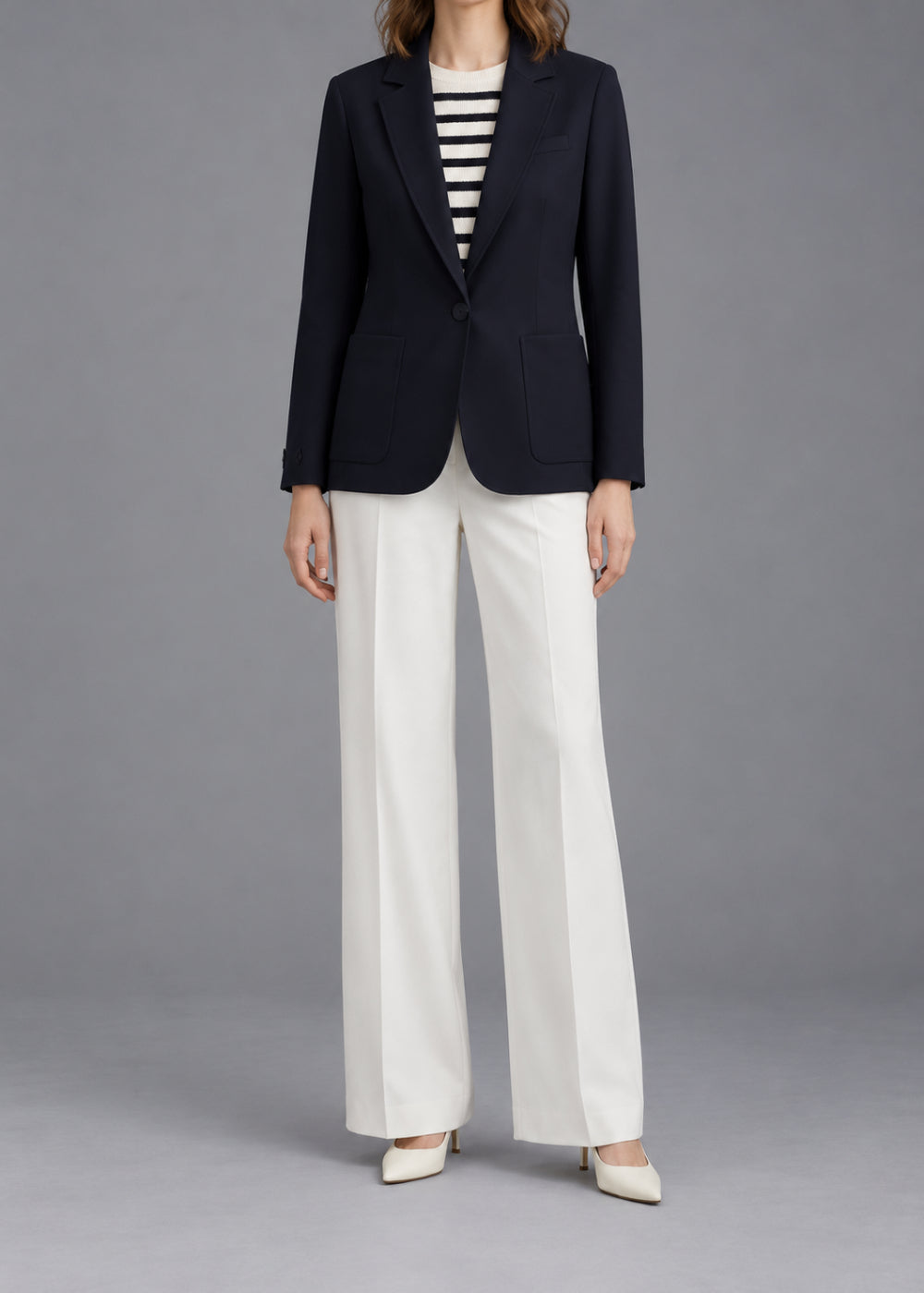 Blazer droit à bouton - Marine